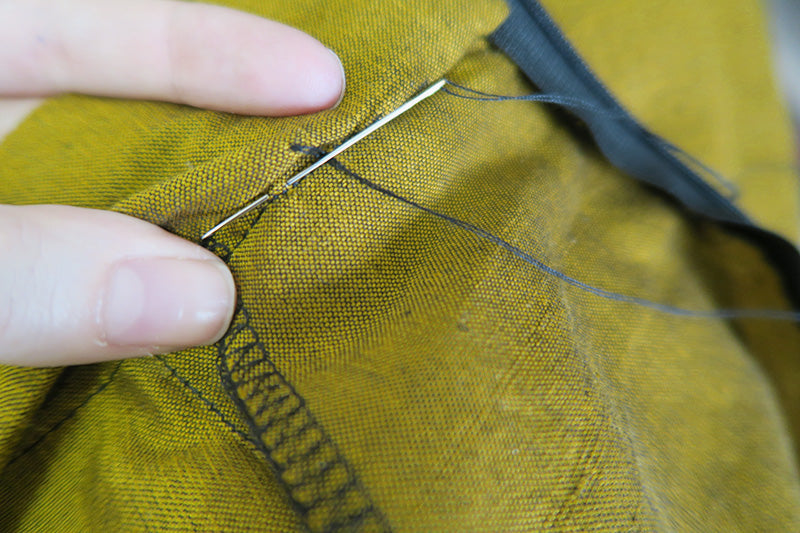 Slip stitch the waistband closed