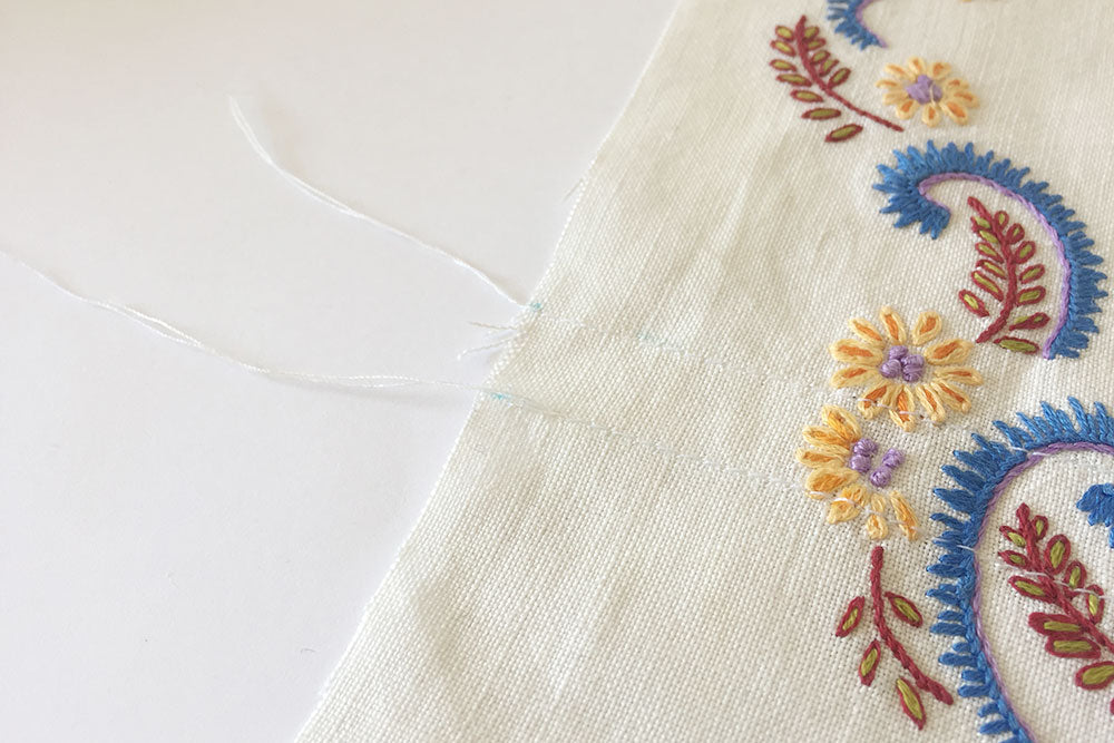 Parallel lines of stitching