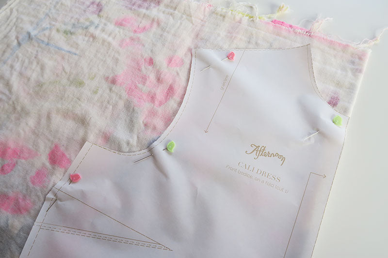 Pin the bodice on the fold