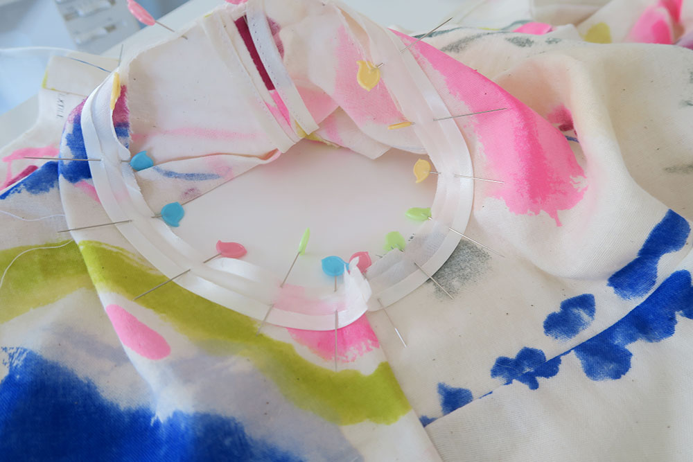 Pin the binding to the armhole